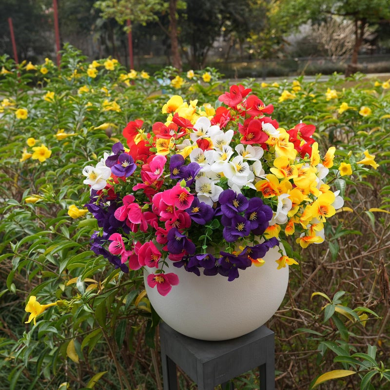 trytuny 20 Pcs Artificial Flowers for Outdoor, UV Resistant Realistic Pansies Fake Flowers for Indoor and Outdoor Garden, Porch, Patio, Window Box Decor All Year Round - Image 3
