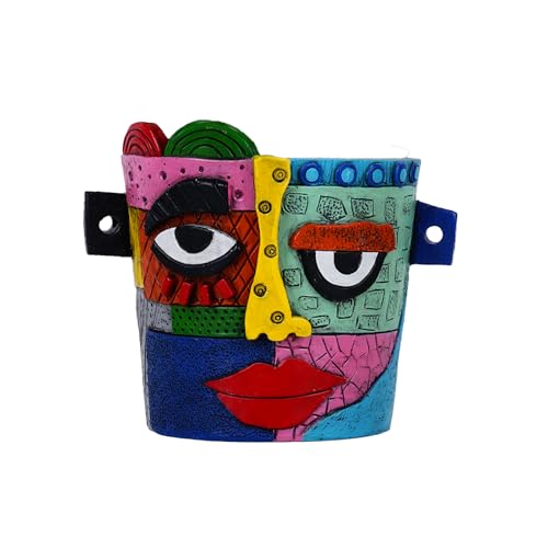 Coniuty Abstract Face Plant Pot, Picasso Head Planter for Indoor Plants, Funny Face Flower Pot, Colorful Succulents Vase for Outdoor Garden and Home Decor (No Drainhole, Drillable) - Image 1