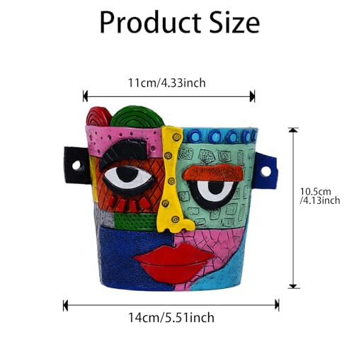 Coniuty Abstract Face Plant Pot, Picasso Head Planter for Indoor Plants, Funny Face Flower Pot, Colorful Succulents Vase for Outdoor Garden and Home Decor (No Drainhole, Drillable) - Image 2