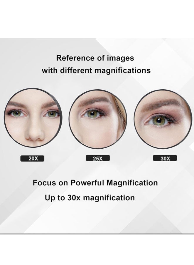 FASHION MANIA 30X Magnifying Mirror, Small Round Frameless Black Mirror with Suction Cup, 8.8 x 8.8 cm, Wall Mount, Modern Bathroom Makeup Grooming - Image 3
