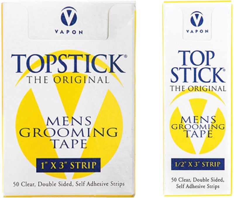 Vapon Topstick Men's Clear Double Sided Grooming Tape Bundle - (1 Box of 50 Strips) 1" x 3" & (1 Box of 50 Strips) 1/2" x 3" - Image 4