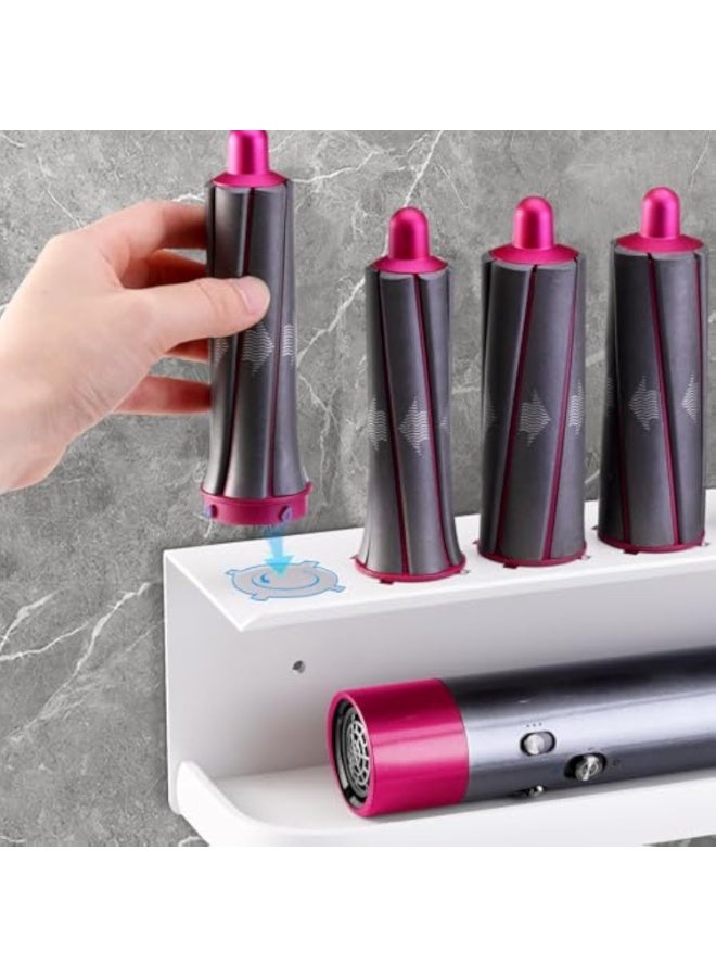 Arabest Wall Mount Holder for Dyson Airwrap Styler, White Storage Rack Organizer for Hair Curling Iron & Attachments – Space-Saving Bathroom Bracket Stand, No-Drill Installation - Image 3
