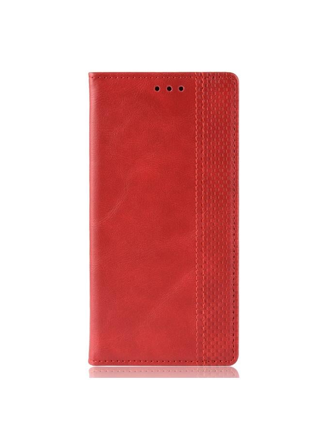 اس-توب جراب لهاتف Motorola One Hyper Magnetic Buckle Retro Crazy Horse Texture، جراب جلدي أفقي قلاب مع حامل وفتحات للبطاقات وإطار للصور - Image 2