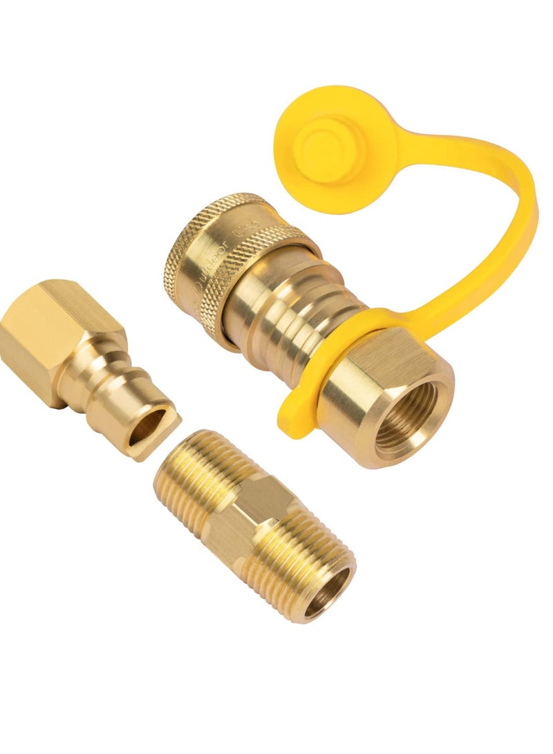 SYOSI Natural Gas Quick Connect Fittings, 3/8 Inch Natural, and Propane Gas Hose Plug Set, 100% Solid Brass  - Image 2