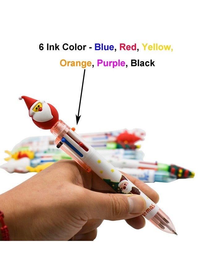 مايداهوي قلم حبر جاف متعدد الألوان من مايداهوي، 12 قطعة، 6 في 1، قلم طباعة قابل للسحب، رجل ثلج، رنة، شجرة عيد الميلاد، سانتا كلوز لحفلات عيد الميلاد، المدرسة، المكتب - Image 5