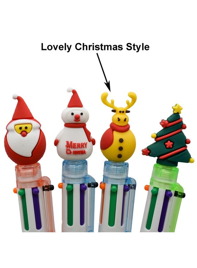 مايداهوي قلم حبر جاف متعدد الألوان من مايداهوي، 12 قطعة، 6 في 1، قلم طباعة قابل للسحب، رجل ثلج، رنة، شجرة عيد الميلاد، سانتا كلوز لحفلات عيد الميلاد، المدرسة، المكتب - Image 3