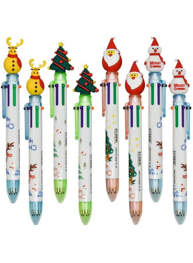 مايداهوي قلم حبر جاف متعدد الألوان من مايداهوي، 12 قطعة، 6 في 1، قلم طباعة قابل للسحب، رجل ثلج، رنة، شجرة عيد الميلاد، سانتا كلوز لحفلات عيد الميلاد، المدرسة، المكتب - Image 1