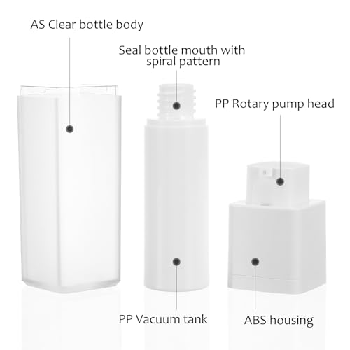 minkissy 3pcs Empty Airless Lotion Cream Pump Plastic Container Cosmetic Bottle Dispenser Travel Refillable Containers 30ml For Cosmetic Makeup Cream Lotion Travel Toiletries - Image 3