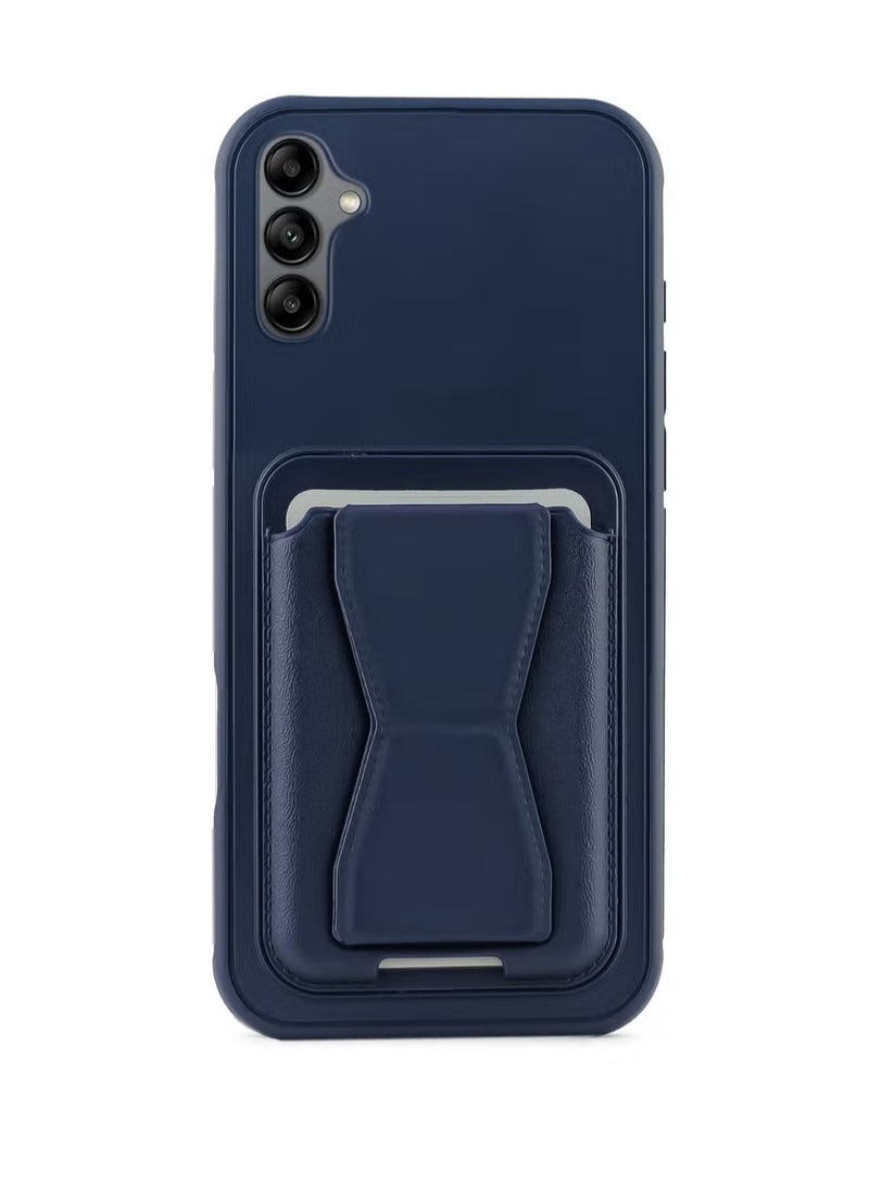 Leather back cover with card wallet Foldable Shockpoof Case compatible with Samsung Galaxy A56/A36 (Blue)