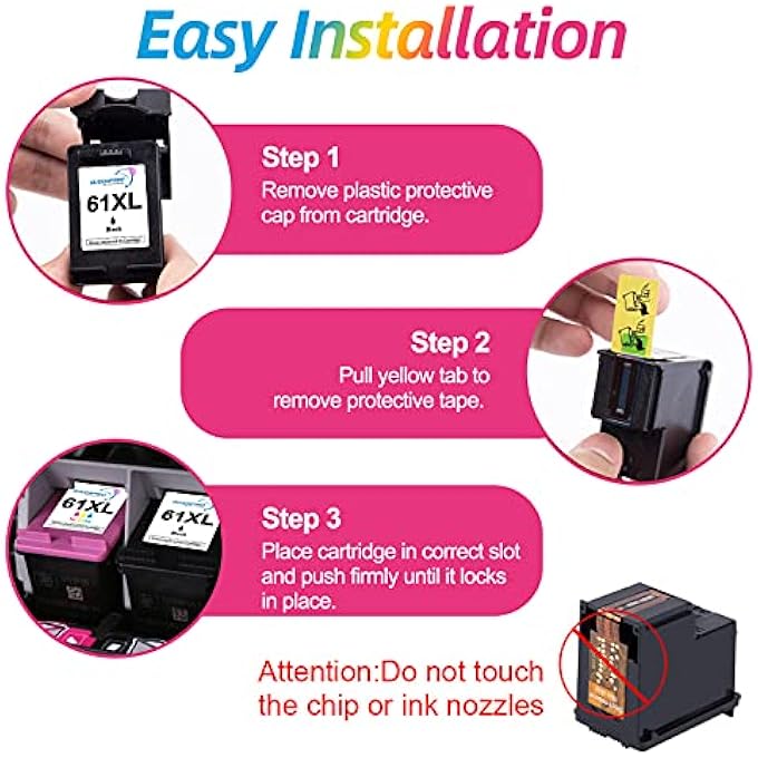 QUEENPRINT REMANUFACTURED INK CARTRIDGE REPLACEMENT FOR HP 61XL 61 XL FOR HP ENVY 4500 5530 5534 5535 DESKJET 1000 1056 1010 1510 1512 2540 3050 050A OFFICEJET 4630 PRINTER (1 BLACK 1 TRI-COLOR) - Image 3