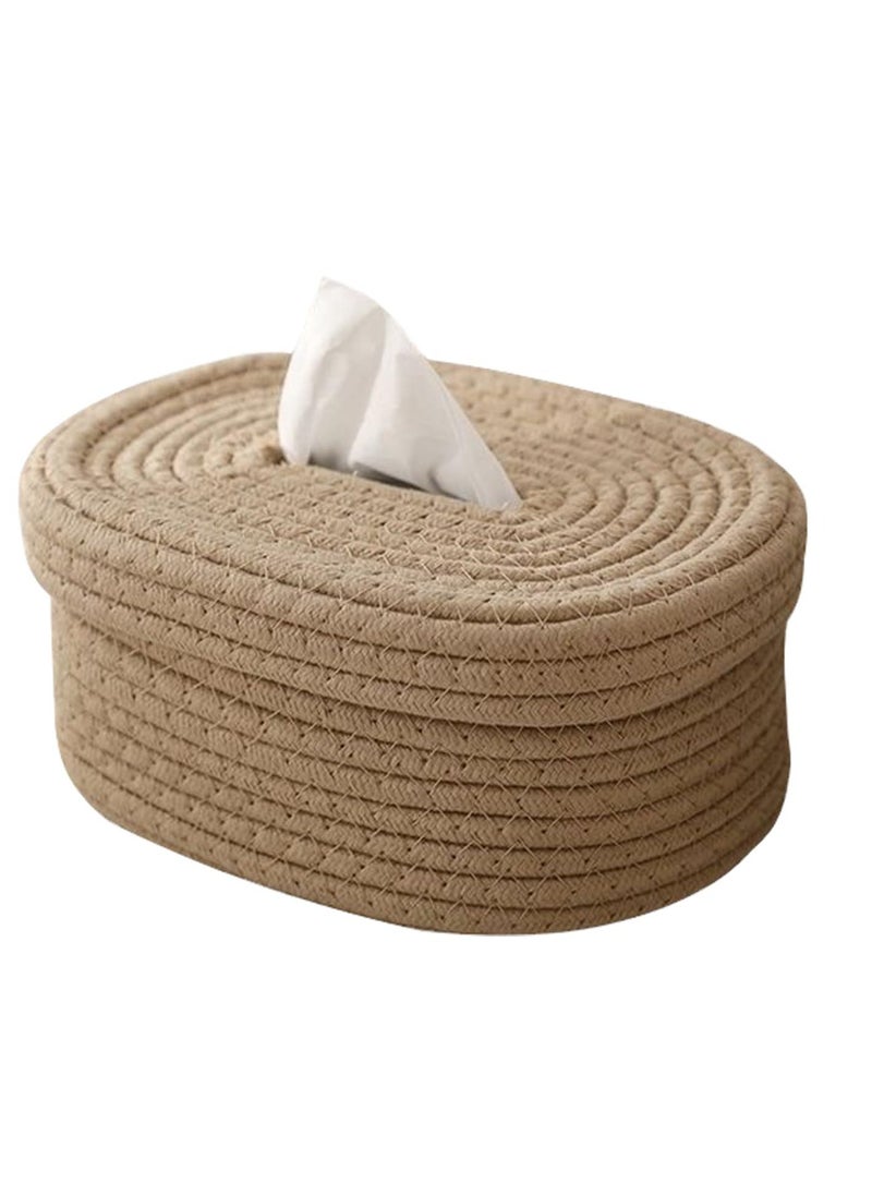 Generic - Cotton Facial Tissues Boxes, Oval Shape Tissue Holders, Suitable for Home Office Table Caramel (Khaki) - Image 1