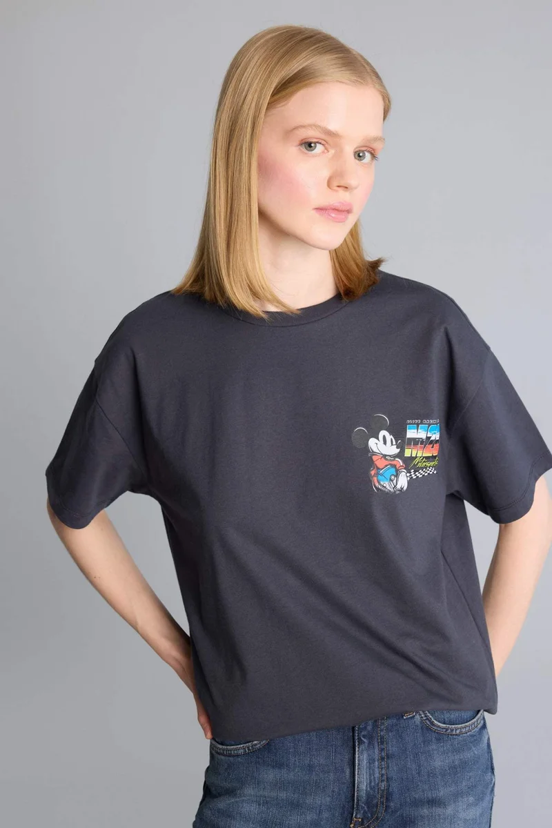 DeFacto Disney Mickey &amp; Minnie Printed Oversize T-Shirt