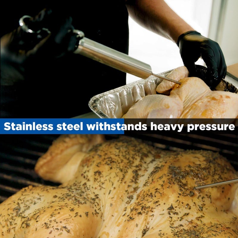 HiCook 4 oz Stainless Steel Commercial Grade Meat Marinade Flavor Injector Kit 1/2 Cup Capacity Seasoning Injector with 3 Professional Marinade Needles - Image 5