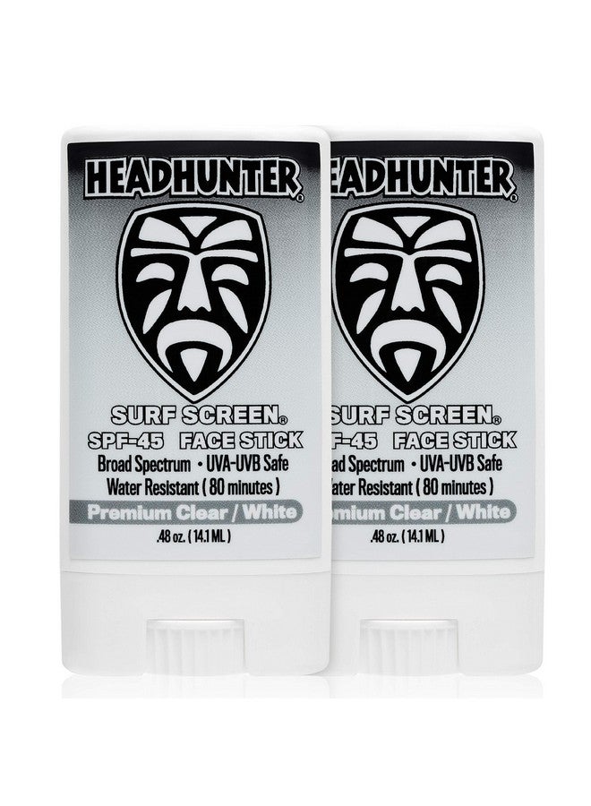 Headhunter Sunscreen Face Stick SPF 45, Waterproof Surf Sunblock for Waterman, Water-Resistant Facial Sunscreen for Ultra-Sport Protection and Solar Defense (80 min), Clear White (2 pack) - Image 1