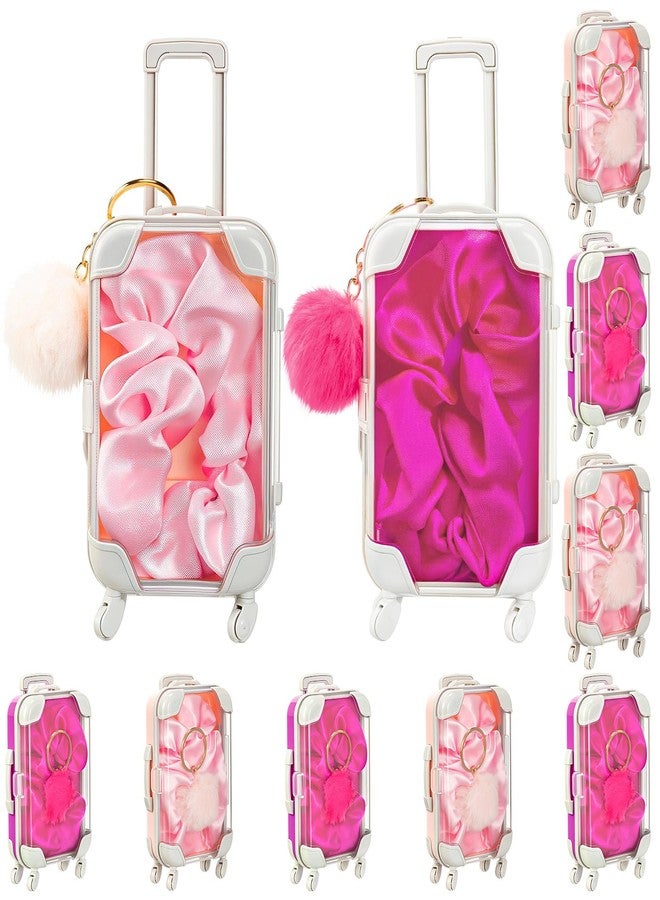 LemonRoad 30 Pcs Mini Empty Suitcase Storage Box with Plush Ball Keychain and Scrunchies Clear Candy Luggage Storage Containers Suitcase Packaging Case (Multicolor) - Image 1