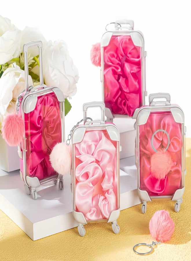 LemonRoad 30 Pcs Mini Empty Suitcase Storage Box with Plush Ball Keychain and Scrunchies Clear Candy Luggage Storage Containers Suitcase Packaging Case (Multicolor) - Image 4