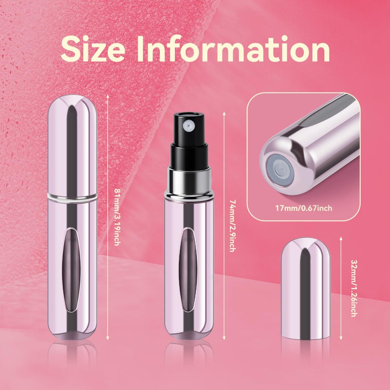 forebile Refillable Perfume Portable Atomizer Bottle Refillable Perfume Spray, Travel Perfume (5ml, 4 Pack) (Silver, Purple, Blue, Gold, Pink, Black) - Image 2