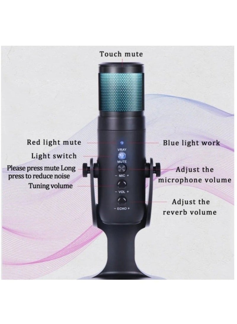 JMARY MC-PW9 USB Cable Microphone Voice Recording Tool RGB Light - Image 2