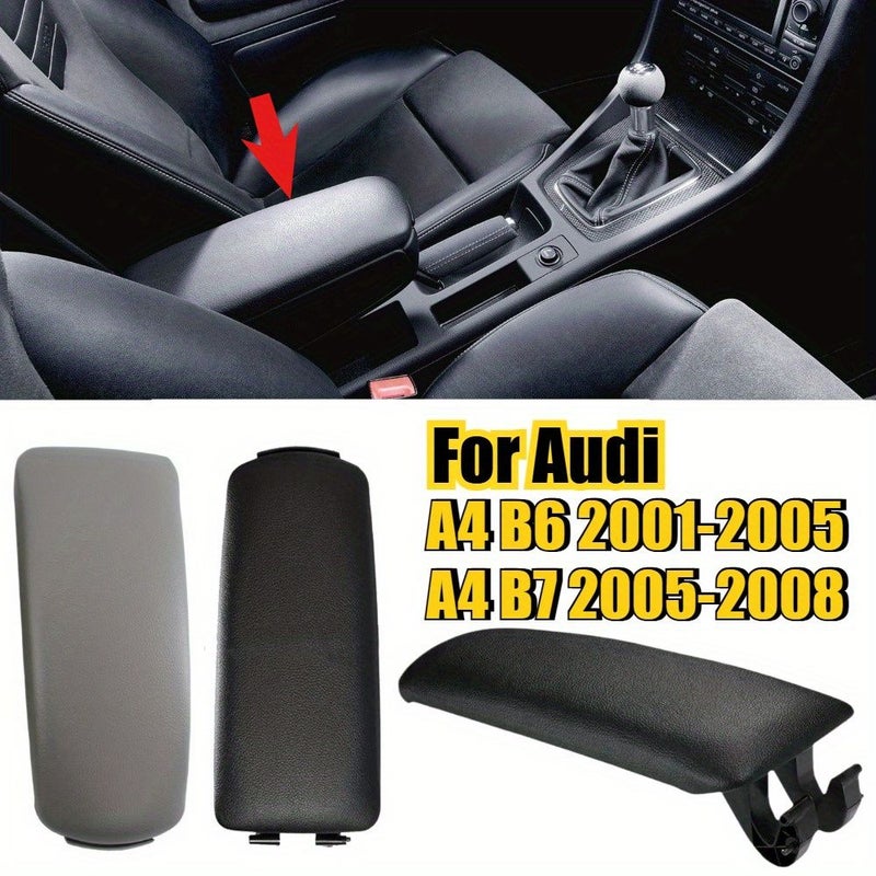 Black Armrest Cover Upper Lid for Audi A4 B6 B7 2001 2008 - Image 1