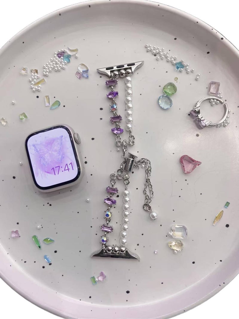 AD Purple Resin Bracelet Strap Smartwatch Band Compatible with Apple Watch / SE with Adjustable Fit Replacement Strap for Daily Wear - Image 1
