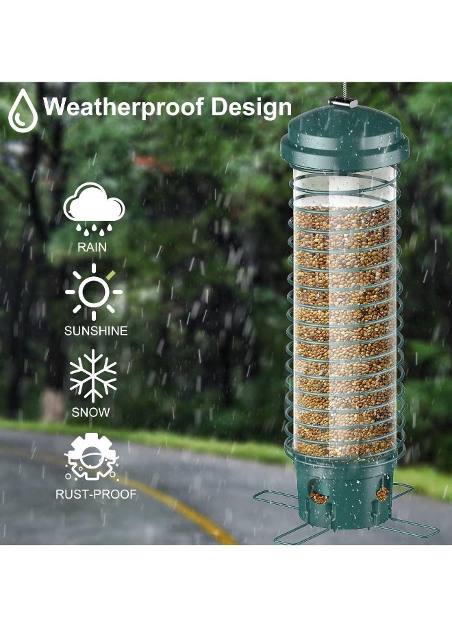 Generic Squirrel-Proof Outdoor Bird Feeder - Metal Hanging Seed Feeder for Bluebirds, Cardinals, Finches, Sparrows, and Blue Jays - 4 Chew-Proof Ports for Wild Birds  - Image 3