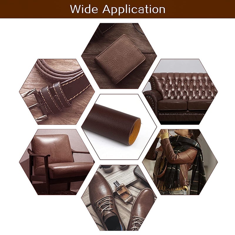 ONPRIX 60 x 30 cm Large Leather Repair Patch for Couches- Self-Adhesive Waterproof PU Leather Kit for Sofa Car Seats Drivers Seat Vinyl Chairs Furniture Handbags Jackets Fix Tear (Brown) 2 Pcs - Image 4