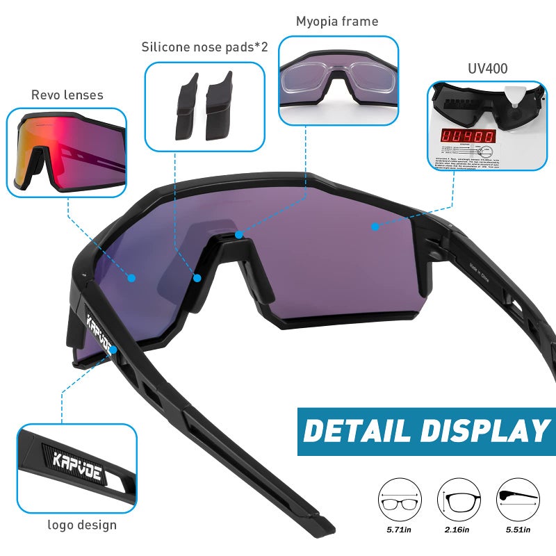 KAPVOE Polarized Cycling Glasses with 4 Interchangeable Lenses TR90 Sports Sunglasses Women Men Running MTB Bike Bicycle Accessories 01 Red Black - Image 5