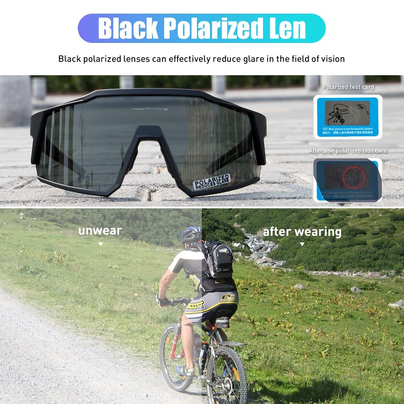 KAPVOE Polarized Cycling Glasses with 4 Interchangeable Lenses TR90 Sports Sunglasses Women Men Running MTB Bike Bicycle Accessories 01 Red Black - Image 3