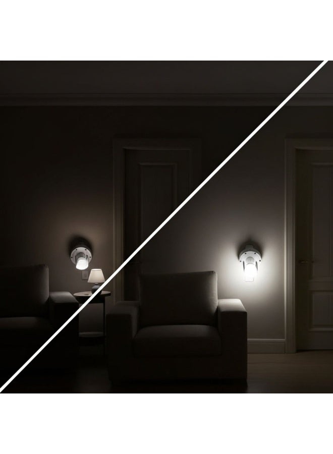 حامل مصباح ذكي بمستشعر حركة 360° PIR من VOLTAFY – تشغيل أوتوماتيكي، إضاءة LED، متوافق مع E27/E26، تحكم تلقائي حسب الغسق، مناسب للمنزل والشرفة والجراج – لون أبيض - Image 5