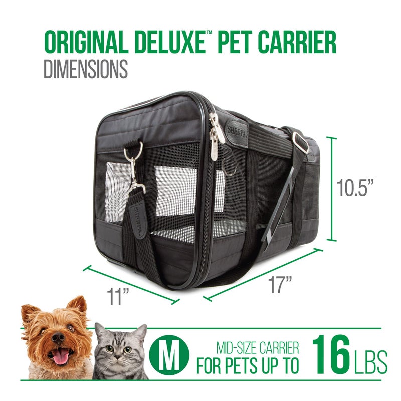 Sherpa Original Deluxe Travel Pet Carrier, Airline Approved & Guaranteed On Board - Black, Medium - Image 3
