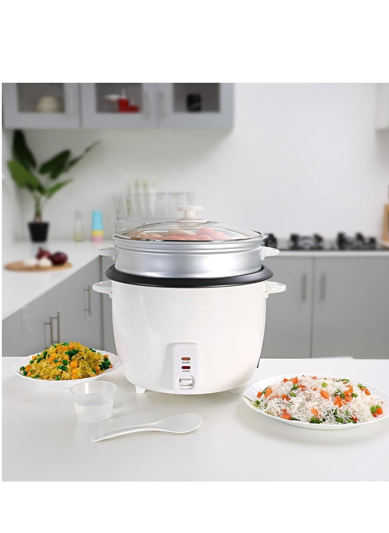 Generic Rice Cooker, 1000W Power, 2.8L, Removable Non-Stick Bowl & Steaming Tray with Water Level Indicator, Glass Lid & Cool Touch for Healthy Meals, Easy to Use  - Image 2