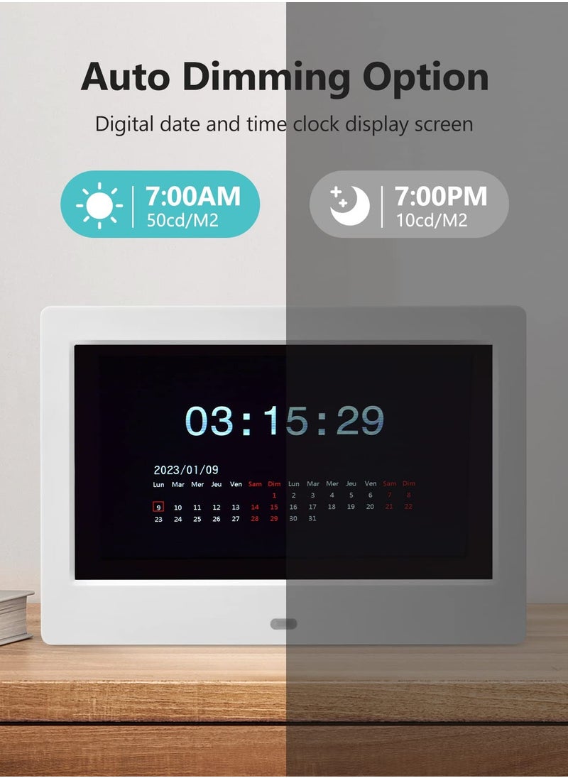 Generic - 7'' HD Digital Alarm Clock with Custom Alarms, Calendar, and Digital Photo Frame - Large Display for Day and Date, Perfect for Home or Office Use. - Image 1