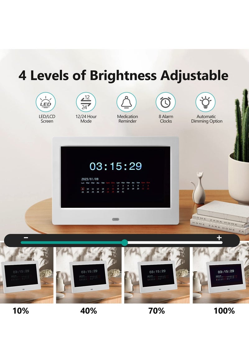 Generic - 7'' HD Digital Alarm Clock with Custom Alarms, Calendar, and Digital Photo Frame - Large Display for Day and Date, Perfect for Home or Office Use. - Image 1