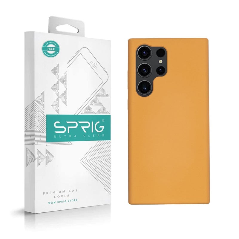 SPRIG Compatible with Samsung Galaxy S24 Ultra Phone Liquid Silicone Premium Back Cover Drop Tested Shock Proof Mobile Case for Men Women Boys and Girls with Camera Protection Golden Brown