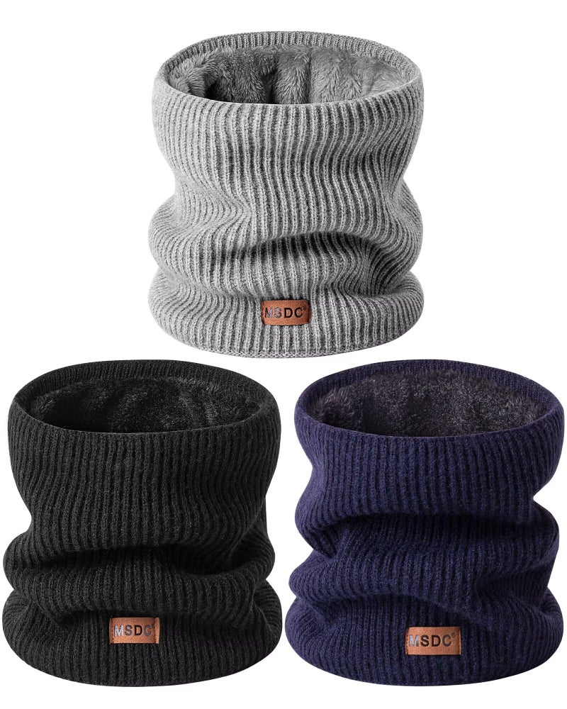 MSDC Winter Neck Gaiters for Men 3 Pack,Neck Warmer Men Women with Thermal Thick Warm Fleece Lined Cold Weather,Mens Scarf Winter Ski Face Mask Cover Windproof Scarves（Black,Navy，Grey） - Image 1