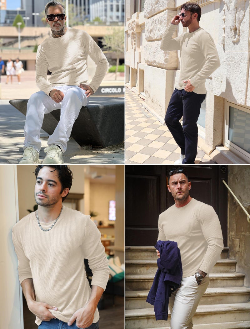 COOFANDY Thermal Shirts for Men Long Sleeve Shirts Casual Lightweight Pullover Sweaters Slim Fit Crewneck Sweatshirt Base Layer Fall Shirts - Image 4