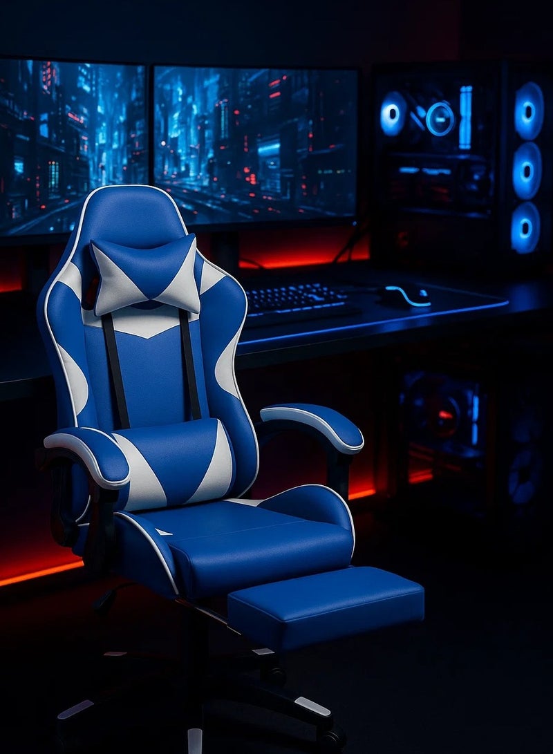 Ergonomic Gaming Chair with Footrest – Reclining High-Back Chair with Lumbar Support, Adjustable Armrests, and PU Leather for PC Gaming & Office  - Image 2