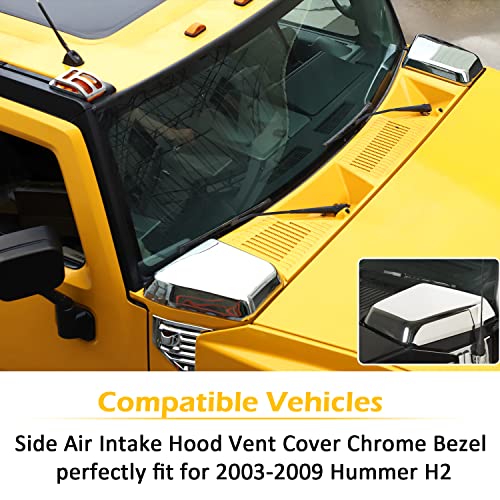 USSKYBOY Side Air Intake Hood Vent Cover Chrome Bezel Exterior Accessories Compatible with Hummer H2 2003-2009 - Image 3