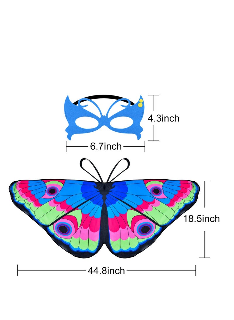 Excefore 8 Pieces Kids Butterfly Costume, Lovely Butterfly Wings Masquerade Masks, Suitable for Birthday Party Favors Gifts  - Image 2