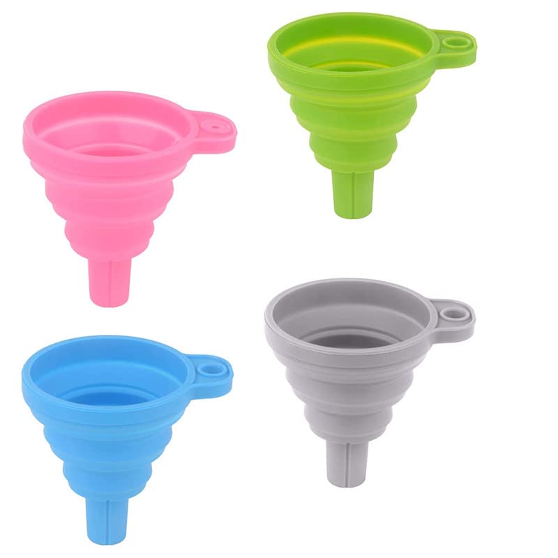 JAYNA NEWMARK 2 Pack Silicone Collapsible Funnel Foldable Kitchen Funnels Hopper for Water Bottle Liquid Powder Transfer - Image 1