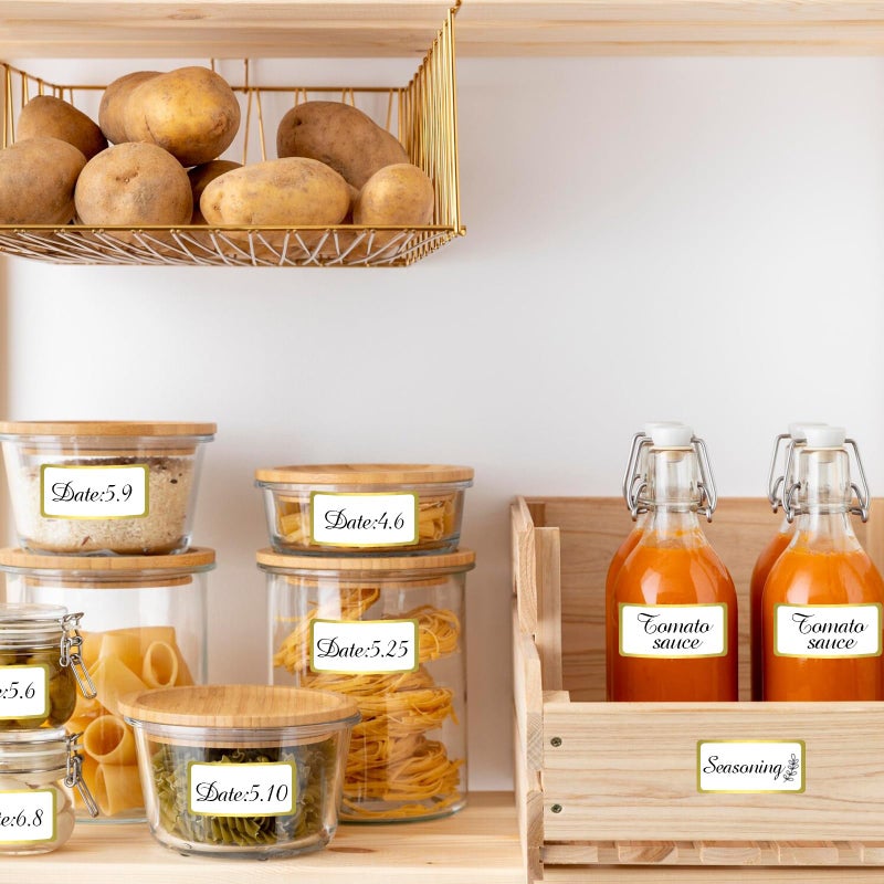 Yeachlaing 600 Golden Border Removable Freezer Labels Water Oil Resistant with Perforation Line for Food Containers Jars Pantry Organization (Ink Quick-Dryï¼Œ1â€ x 2â€) - Image 4