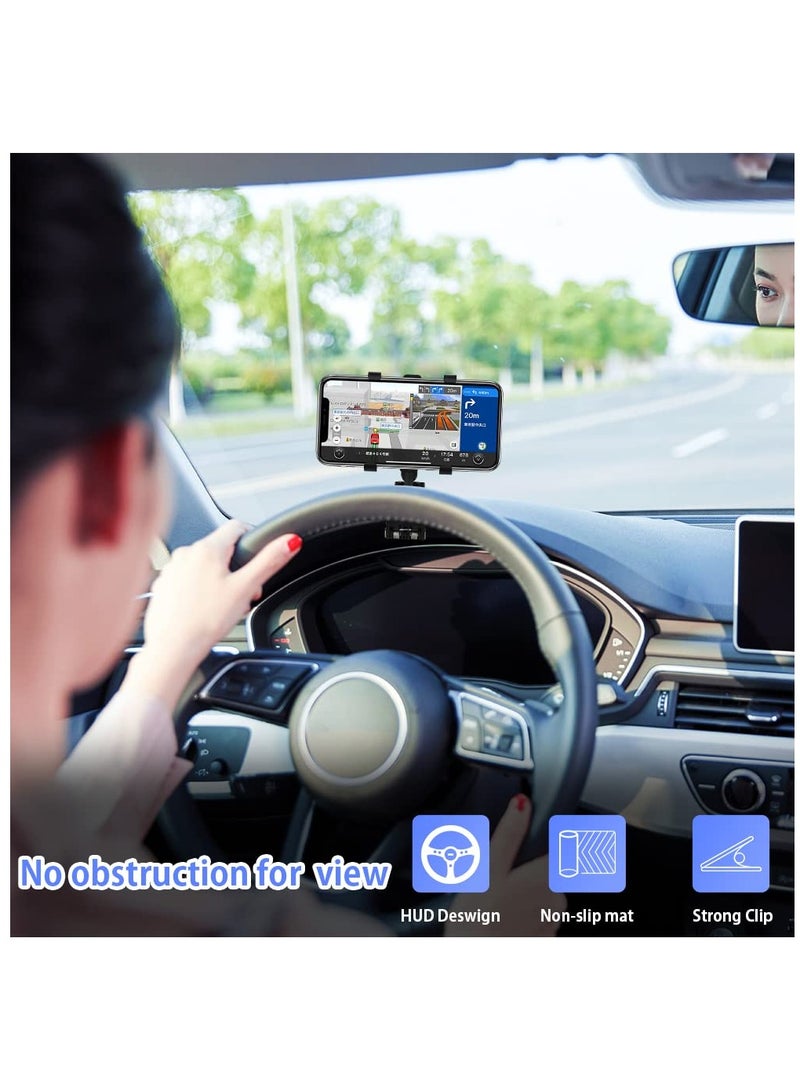 Non-Slip Car Phone Clip Holder Dashboard Cellphone Mount HUD Mobile Phone Holder for Car Compatible for iPhone 13 12 11 Pro Max XS XR SE X 8 7 6 Plus 6S,Samsung Galaxy S20 S10 S9 S8 Plus Note 9 8 - Image 3