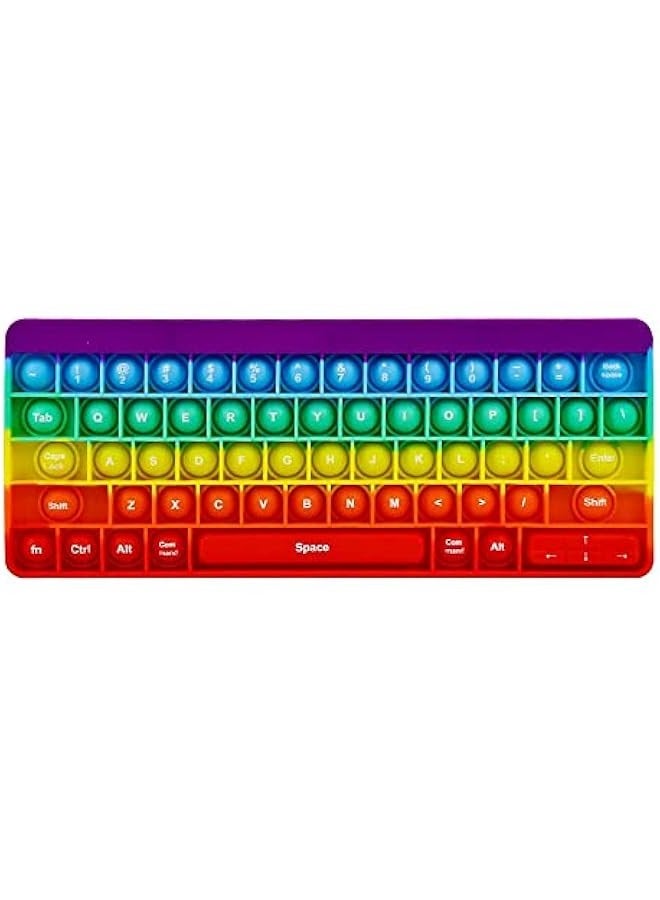 DURKU Rainbow Push Pop Bubble Fidget Sensory Toy Keyboard Shape Silicone Popper for Anxiety Stress Relief Kids Gift - Image 1