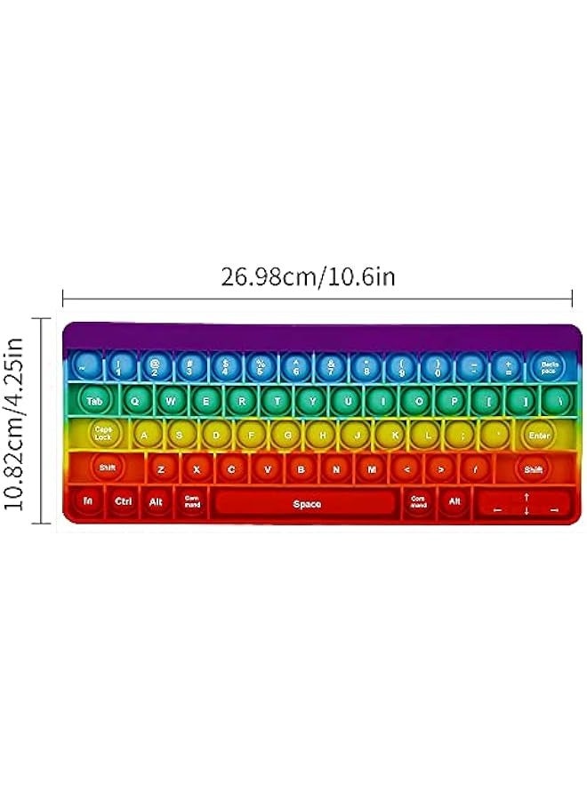 DURKU Rainbow Push Pop Bubble Fidget Sensory Toy Keyboard Shape Silicone Popper for Anxiety Stress Relief Kids Gift - Image 2