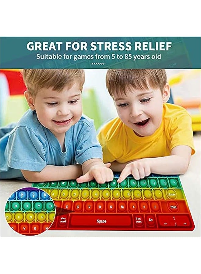 DURKU Rainbow Push Pop Bubble Fidget Sensory Toy Keyboard Shape Silicone Popper for Anxiety Stress Relief Kids Gift - Image 3