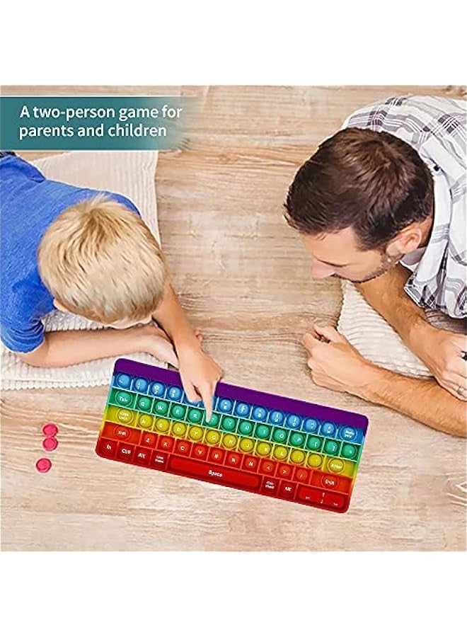DURKU Rainbow Push Pop Bubble Fidget Sensory Toy Keyboard Shape Silicone Popper for Anxiety Stress Relief Kids Gift - Image 4