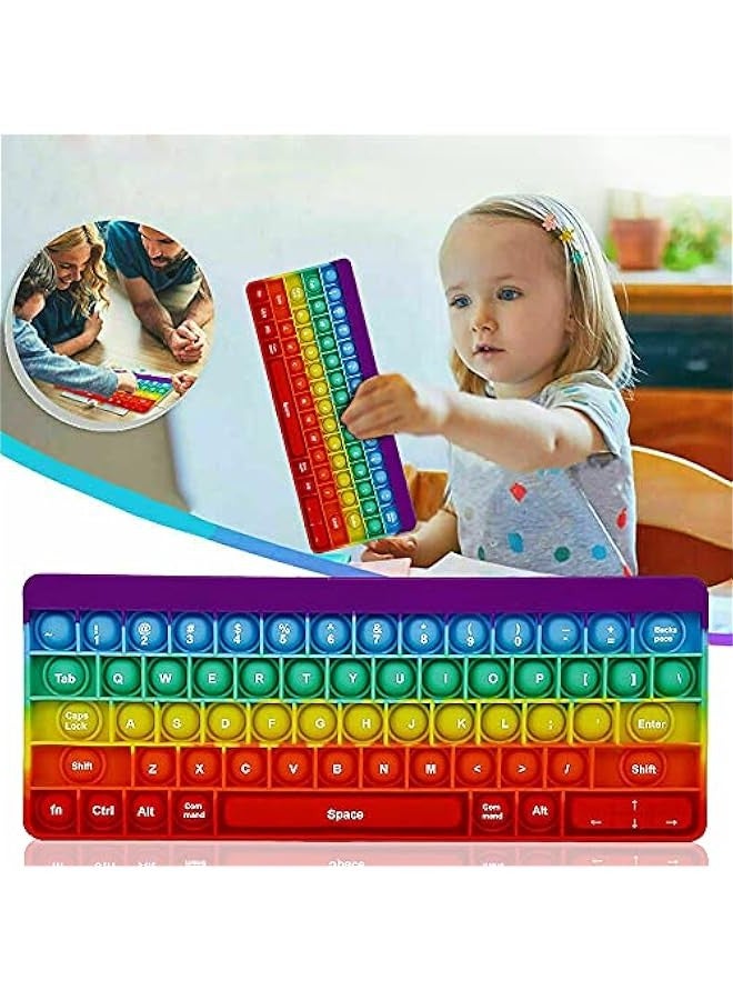 DURKU Rainbow Push Pop Bubble Fidget Sensory Toy Keyboard Shape Silicone Popper for Anxiety Stress Relief Kids Gift - Image 5