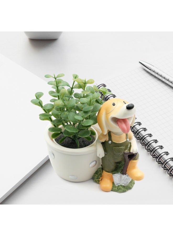 Little Gardener dog Planter Polyresin Decorative Flower Pot Cute with Cart Succulent Planter Indoor Outdoor Home Office Garden Table Decor Propagator Kit Gift(Dog) - Image 5