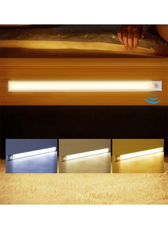 ضوء استشعار - ضوء LED - ضوء لاسلكي أسفل الخزانة - أبيض، دافئ، ضوء طبيعي - مستشعر جسم الإنسان - تركيب مغناطيسي - ضوء ليلي قابل لإعادة الشحن للمطبخ، والسلالم، وغرفة النوم، والدرج (30 سم) - Image 1
