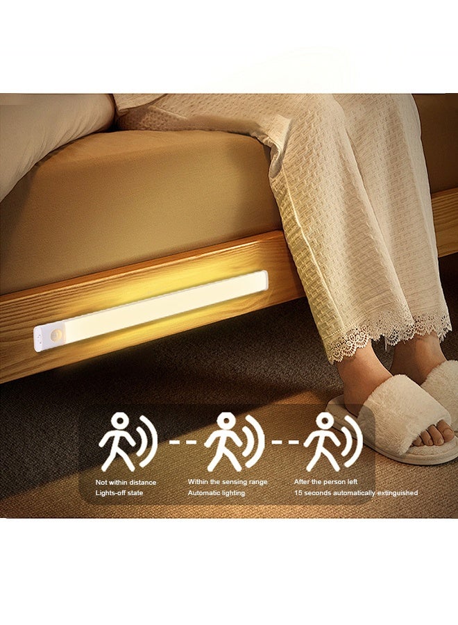 ضوء استشعار - ضوء LED - ضوء لاسلكي أسفل الخزانة - أبيض، دافئ، ضوء طبيعي - مستشعر جسم الإنسان - تركيب مغناطيسي - ضوء ليلي قابل لإعادة الشحن للمطبخ، والسلالم، وغرفة النوم، والدرج (30 سم) - Image 4